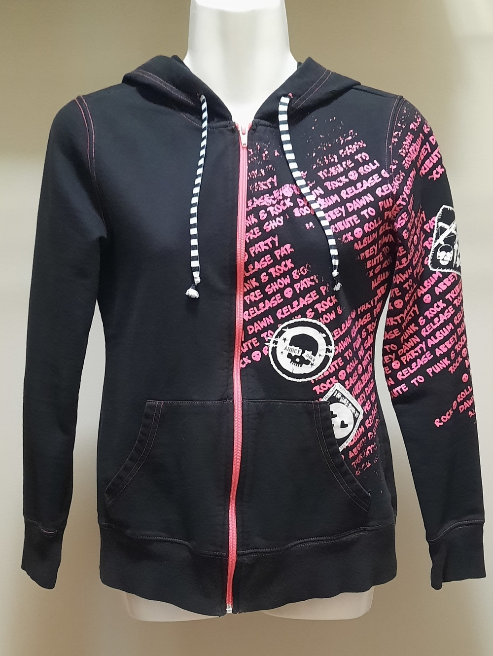Abbey Dawn Black Hoodie with Pink Accents - Picture 2 of 15